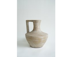 Terracotta Vaas – Handgemaakt – Japandi Woondecoratie – Latte – 25x25 cm – BOHAÉ Sari