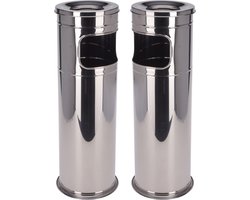 Terras asbakken - 2 stuks - RVS - 60 cm - uitneembare afvalbak