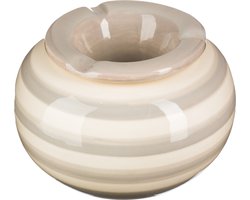 Terras asbak/stormasbak - rond - keramiek - 12 x 8 cm - grijs/wit - Buiten asbakken
