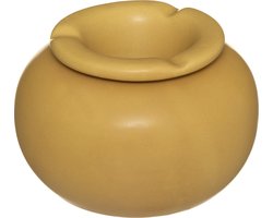 Terras asbak/stormasbak rond keramiek 13 x 9 cm geelï¿½- Buiten asbakken