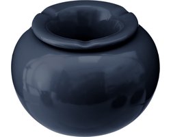 Terras asbak/stormasbak - rond - keramiek - 16 x 11 cm - blauw - Buiten asbakken