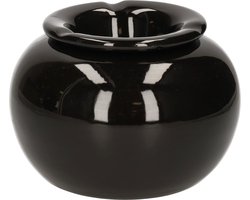 Terras asbak/stormasbak - rond - keramiek - 16 x 11 cm - zwart - Buiten asbakken