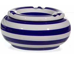 Terrasasbak - blauw/wit - keramieken 13 cm - binnen en buiten - tafelaccessoires