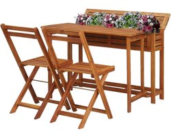 Terrasmeubelset - Buitenmeubels - Ontspannen Buiten - Met Verhoogd Bloembed - 100x65x72 cm - Bruin