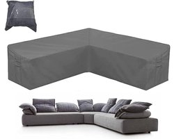 Terrasmeubilair Sectionele Bank Cover Grijs 420D Oxford Waterdichte L-vormige Tuin Rotan Corner Sofa Meubels Protector Covers voor Outdoor Indoor Veranda (V-vorm (300x300cm/ 117x117in))