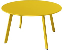 terrassalontafel, buitentafel, balkontafel, premium staal, eenvoudige montage, bijzettafel voor buiten, binnen, woonkamer, kantoor (zwavelgeel)