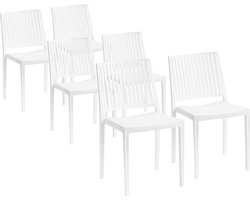 Terrasstoel Bars (set van 6) - wit - stapelbaar