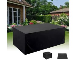 Terrastafelhoes - Tuinmeubelhoes - Rechthoekige bankhoes - Weerbestendige meubelhoes - Stevige UV-bescherming - Geschikt voor tuin, gazon, salontafel en binnenmeubels - 315 x 160 x 74 cm (124" L x 63" B x 29" H) - Zwart
