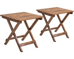 Terrastafelset, 2 klaptafels van acaciahout, 45x45x45 cm, teak