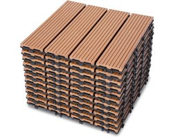 Terrastegels 30x30cm 11 stuks 1m² WPC Tegels Balkon Terras of Vlonder Snelle Montage Vlondertegel Tuintegels Terrasplanken Balkon vloer Kliktegels Buiten tegels Geelbruin