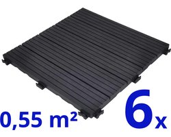 Terrastegels - Composiet - Antraciet - 6 Stuks - 0.55 m² - Vlondertegels - Balkontegels - Onderhoudsvrij - Makkelijke en Snelle Montage