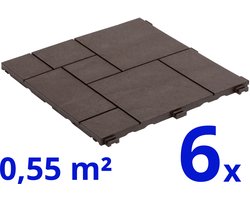 Terrastegels - Composiet - Bruin - 6 Stuks - 0.55 m² - Mozaïek - Vlondertegels - Balkontegels - Onderhoudsvrij - Makkelijke en Snelle Montage