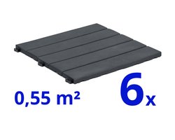 Terrastegels - Composiet - Donkergrijs - 6 Stuks - 0.55 m² - Vlondertegels - Balkontegels - Onderhoudsvrij - Makkelijke en Snelle Montage