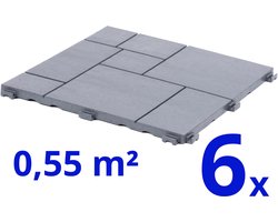 Terrastegels - Composiet - Grijs - 6 Stuks - 0,55 m² - Mozaïek - Vlondertegels - Balkontegels - Onderhoudsvrij - Makkelijke en Snelle Montage