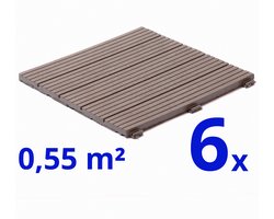 Terrastegels - Composiet - Prime Oak - 6 Stuks - 0.55 m² - Vlondertegels - Balkontegels - Onderhoudsvrij - Makkelijke en Snelle Montage