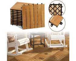 Terrastegels Tuintegels 11 stuks 1 m² Terrasplanken Balkon vloer - Kliktegels - Buiten tegels - Terrastegels hardhout Acaciahout Bruin 30 cm x 30 cm x 2,4 cm