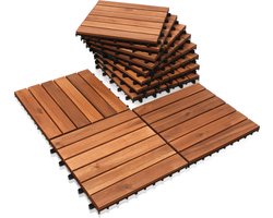 Terrastegels Tuintegels 44 stuks 4 m² Terrasplanken Balkon vloer - Kliktegels - Buiten tegels - Terrastegels hardhout Acaciahout Bruin 30 cm x 30 cm x 2,4 cm