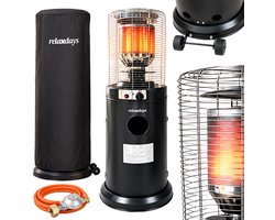 Terrasverwarmer gas - 11 kW - met hoes - zwart