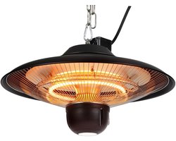 Terrasverwarmer Hangend 2000W Zwarte Infrarood Heater 2 Standen Afstandsbediening Voor Terras Camping Buiten