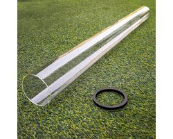 Terrasverwarmer, vervanging van glazen buis, 125,7 cm hoog, 10 cm diameter, met siliconen verbindingsring, compatibel met vierzijdige piramidevlam buitenverwarming, glazen buis terrasverwarming voor