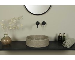 Terrazzo Waskom Bruin Rond 39×12 cm | TRZ-501bt
