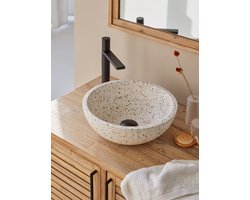 Terrazzo waskom rond wit mix 35x35x13cm - Lirona