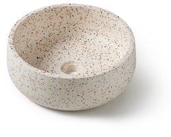 Terrazzo waskom rond wit mix 39x39x14 cm - Montessa (opbouw)