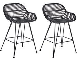 TERRELL - Barkruk set van 2 - Zwart - Rotan