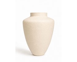 Terroso® Kaja - Handgemaakte Glazen Vaas - Bloemenvaas - Creme - Interieur Woondecoratie - 35 cm Hoog