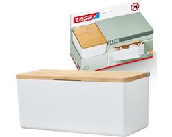 tesa badkamerdoos Baboo M bamboe deksel wit wandmontage zelfklevend zonder boren – 242x110x102mm