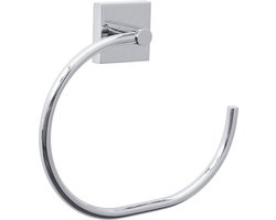 tesa handdoekring Ekkro chroom verchroomd metaal hoekig zelfklevend zonder boren – 43x190x172mm