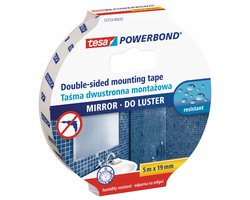 tesa® POWERBOND - Dubbelzijdige Montageband - Waterbestendig - Hoge hechting - Ideaal voor spiegels - 5m - 19mm