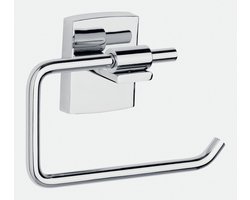 tesa toiletrolhouder Klaam verchroomd badkamer zelfklevend zonder boren – 142x95x47mm
