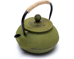 Tetsukyusu - Gietijzeren theepot 0,6 liter - groen - Geëmailleerde theepot in Japanse stijl - Met filter