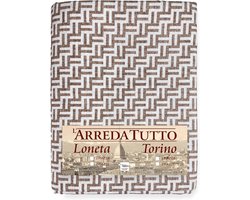 Tex family Gran Foulard – Sprei voor eenpersoonsbed en banken – Abstracte beige en taupe print – Italiaanse katoen-polyester stof