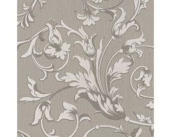 Textiel look behang Profhome 956336-GU textiel behang gestructureerd in textiel look mat grijs beige 5,33 m2