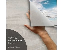 Textiel raamfolie - zelfklevend - Naturel - 45x150cm - zonwerend – anti inkijk - hoogwaardige uitstraling - recycled PET