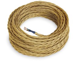 Textielkabel Lampen - Stoffen Snoer Elektra - Verlichting Creëren - Gevlochten Zijde Afwerking - 50 meter 3x075 - Goud