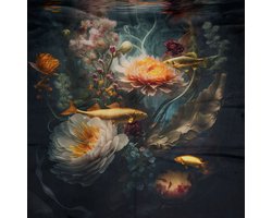 Textielstad Meubelstoffen - Velours Paneel Koi 48x48cm - Velours stof - Koi Karp