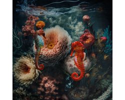 Textielstad Meubelstoffen - Velours Paneel Seaworld 48x48cm - Velours stof - Zeewereld