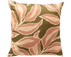 Textino - ELARA - buitenkussen 40x40 cm - bladmotief - Muted Clay - roze, groen, beige