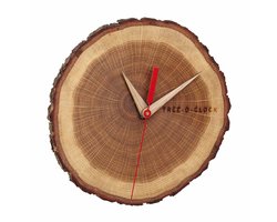 TFA boomschijf/boomstam wandklok - geolied eikenhout - D18 cm - naturel - muur klok - rond
