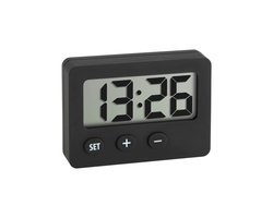 TFA Dostmann 60.2013.01 - Klok - Digitaal - Tafelklok - Kwarts - Rubber coating - Magneet & Standaard - Zwart