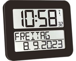 TFA Dostmann 60.4512.01 - Klok - Digitaal - Zendergestuurd - 7 talen - Tweede tijd - Alarm - Snooze - LCD - Zwart