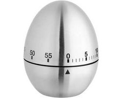 TFA Keuken Timer - ei vorm - mechanische wekker - zilver - RVS - 60 minuten - kookwekker