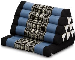 Thais driehoeksmatras grijs-zwart 78 cm – hard & stevig – opvouwbaar kapok ligkussen – yoga, relax en loungematras