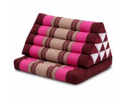 Thais driehoeksmatras roze-bordeaux rood 78 cm – hard & stevig – opvouwbaar kapok ligkussen – yoga, relax en loungematras
