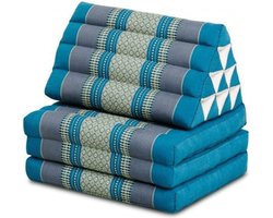 Thais vloermatras 170 cm blauw grijs – hard & stevig kapok – opvouwbaar vouwmatras / yogamatras / loungekussen – Moon Kwan