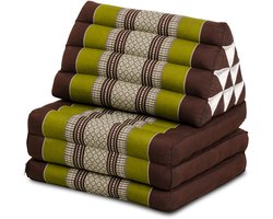 Thais vloermatras 170 cm groen bruin – hard & stevig kapok – opvouwbaar vouwmatras / yogamatras / loungekussen – Moon Kwan