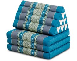Thais vouwmatras Moon Kwan blauw grijs – hard & stevig – opvouwbaar kapok matras – ligkussen en loungekussen 170 cm